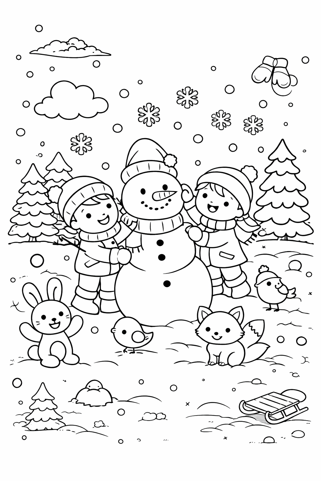 Talverõõmud – A4 värvipilt lastele