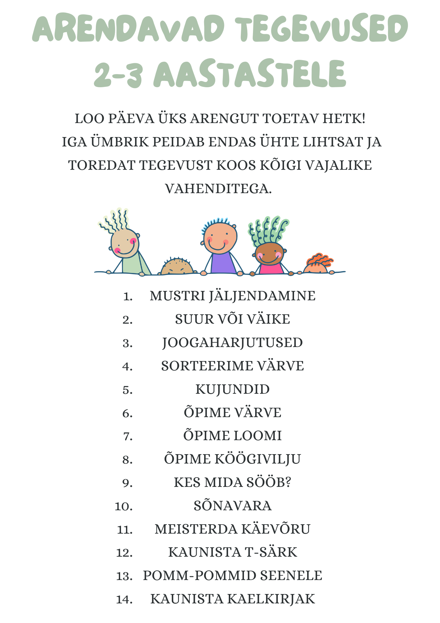 Arendavad tegevusümbrikud 2-3 aastastele