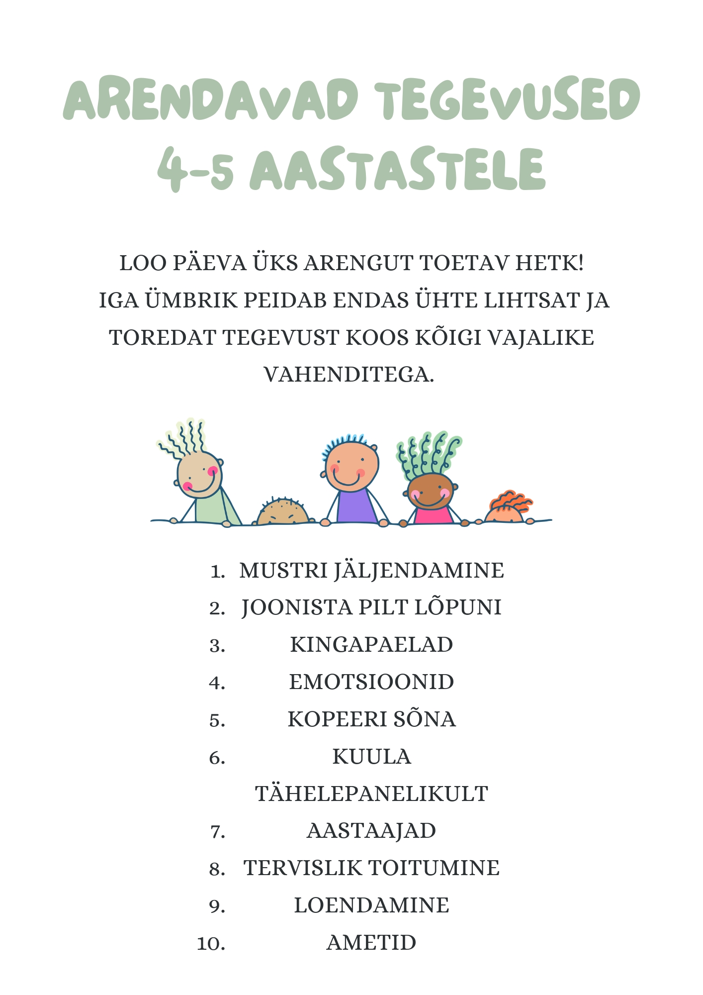 Arendavad tegevusümbrikud 4-5 aastastele